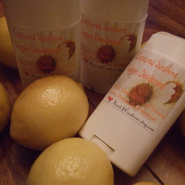 Vegan Deodorant CAPTURED SUNSHINE All Essential Oils of Lemon Lime Orange and Grapefruit