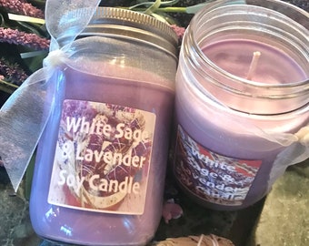 WHITE SAGE LAVENDER ~ Soy Candle with Hemp Cotton Wick