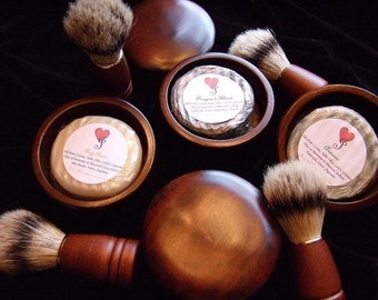MEN'S HARDWOOD Shaving Kit with SHAVING Soap with Rhassoul and Bentonite Clays