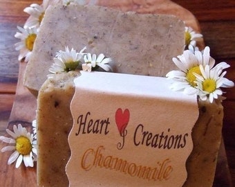 CALMING CHAMOMILE 5 OZ Large Handmade Soap Bar Olive Oil Infused  with Chamomile Buds (Vegan Friendly)
