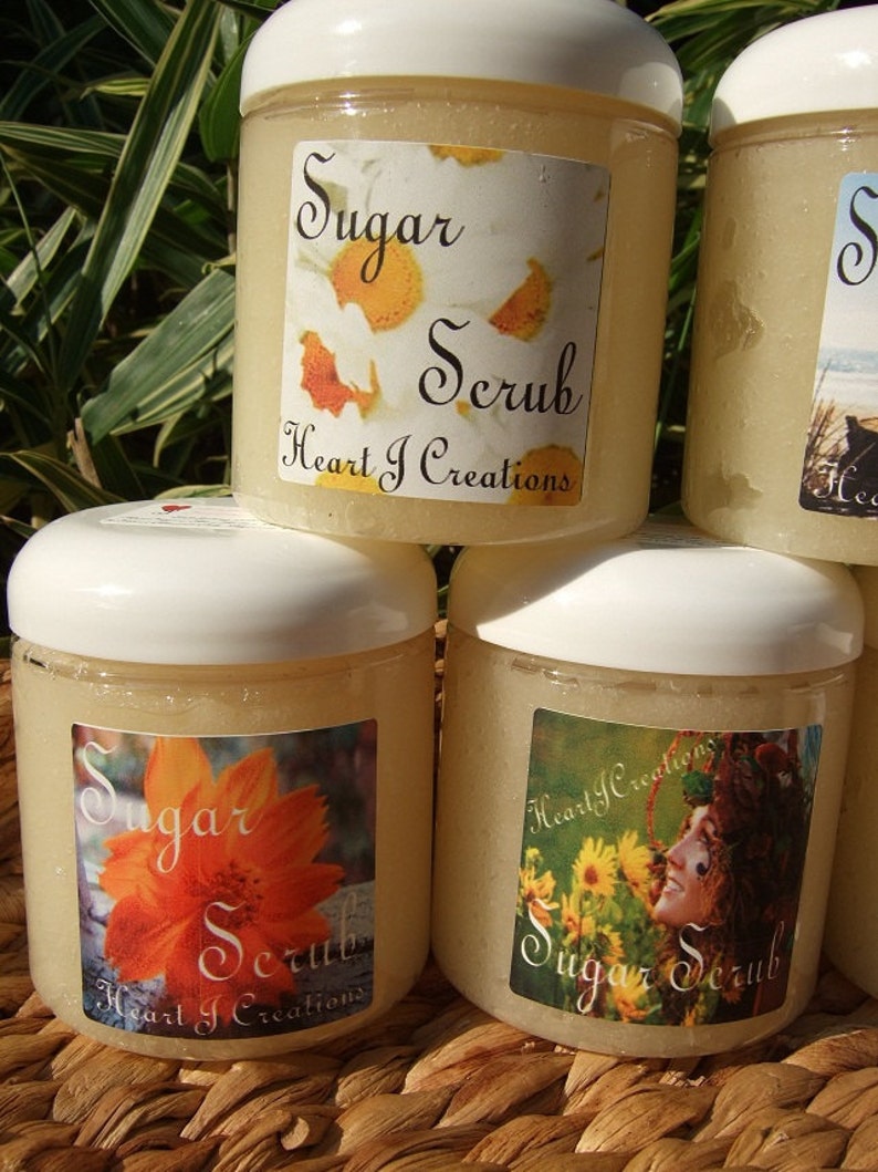 SHEA BUTTER SUGAR Scrub Large 8 oz Tub with Avocado / Sweet Almond Oil You Choose Your Own Scent image 5