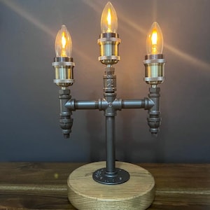 Steampunk Edison LED lightbulb industrial candelabra lamp vintage home decor | Farmhouse rustic office, desk, bedside lighting gift