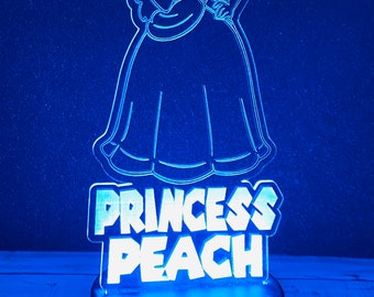 Lámpara de mesa LED USB con luz nocturna de ilusión 3D inspirada en la princesa Peach, acrílica.