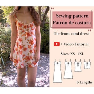Tie-Front Cami Dress & Top Bundle PDF Sewing Pattern | 6 Lengths (Mini, Knee Length, Maxi) | Video Tutorial | Beginner Summer Beach Dress