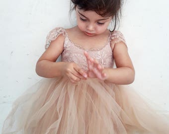 taupe blush flower girl dresses