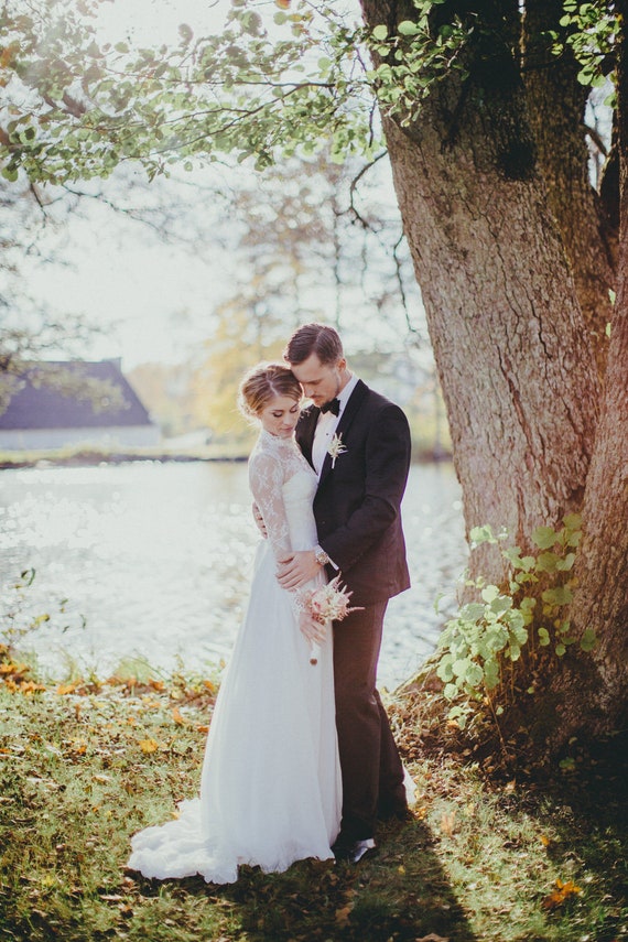 Turtle Neck Bridal Lace Top Ivory White Long Sleeve Wedding Etsy