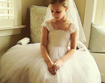 The BEST Quality Tulle VEIL for The First Communion Traditional Veil , Holy 1st Communion Veil Softest Silk Like for Girl Pageant Baptism