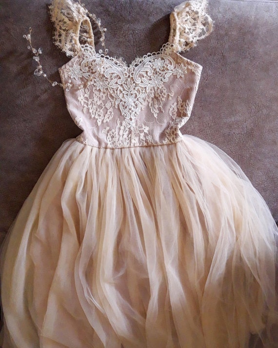 Gold Champagne Flower Girl Dress Dresses Girls 1st Birthday Etsy