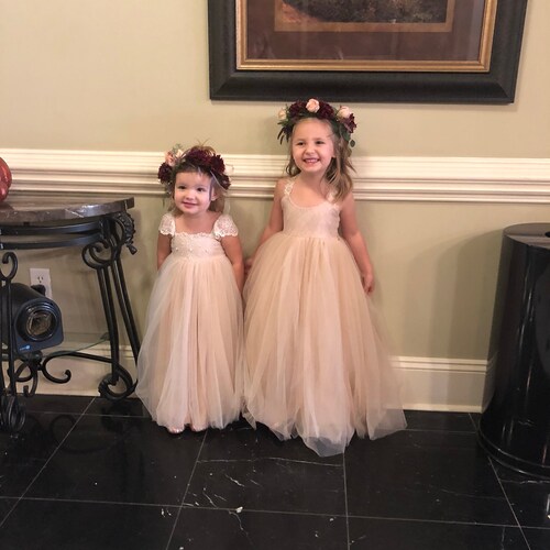 Blush Champagne Flower Girl Dress First Birthday Outfit Gown Newborn Photoshoot Baby shops Infant Photography Smash The Cake Angelikasboutique