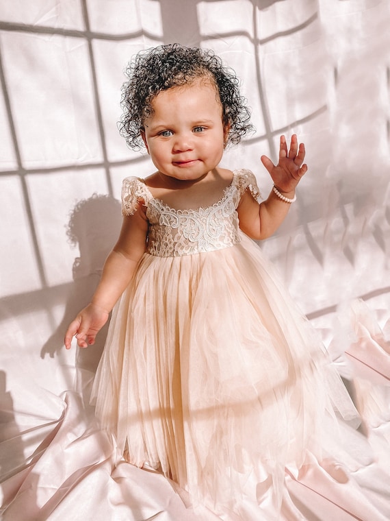 Little girl champagne dress hot sale