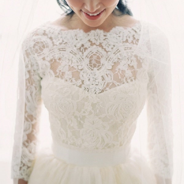 New Lace Featured in the Style Me Pretty Fashion & Beauty Magazine 2013 bridal lace top bridal lace bolero