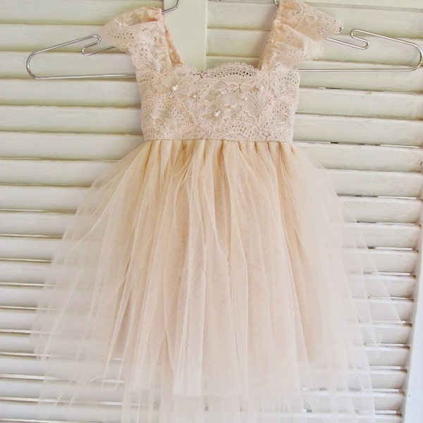 Reserved for LORI LUCCIOLA Magic Orchid French lace and silk tulle dress for baby girl Flower girl dress blush princess dress tutu dress