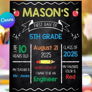 Editable First Day of School Sign – Printable Back to School Photo Prop, Instant Download B320