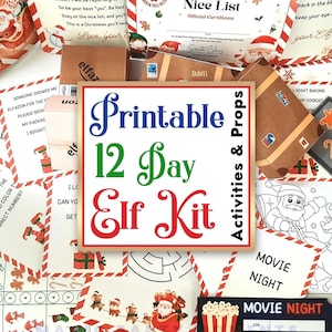 Afdrukbare Elf Kit 12 dagen bundel Kerst Elf Props Kit Instant Download Elf Activiteiten Elf Aankomst Elf Brieven Elf Ideeën Games Bundel