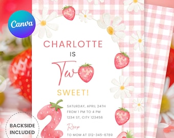 Two Sweet Birthday Invitation, Two Sweet Invitation, 2nd Birthday Photo Invitation, Two Year Dessert Invite, Candy Sweets Donut Invite