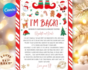 Editable Elf Arrival Letter Return Letter Christmas Elf I'm Back Elf Welcome Christmas Elf Letter From Your Elf Printable Template