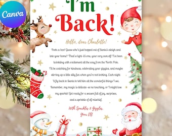 Editable Elf Arrival Letter Return Letter Christmas Elf I'm Back Elf Welcome Christmas Elf Letter From Your Elf Printable Template