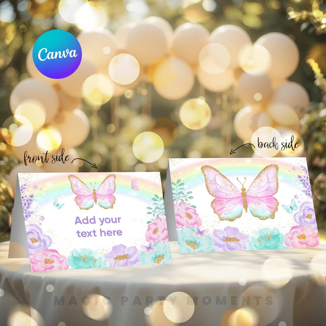 Butterfly Food Labels: Editable Floral Tent Cards (digital Download ...