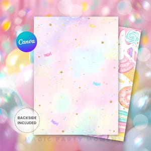 Boho-themed "Sweet One" 1st birthday invitation for girls with photo, featuring soft pastel colors, donuts, candy, and whimsical design. Perfect for a girl's first birthday celebration, this editable digital template includes a spot for your child's photo and is available as an instant download. Great for donut party themes and sweet one birthday parties.