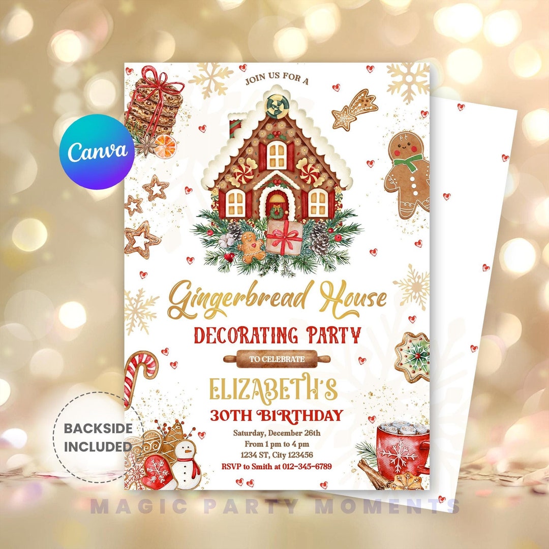 Christmas Party Invitation Gingerbread House Decorating Party ...