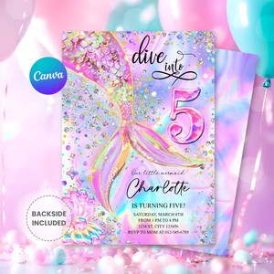 5th Birthday Party
Mermaid Invitation
Pink Purple Mermaid
Holographic Mermaid
Under The Sea
Pink Invitations
Hologram Mermaid
Mermaid Birthday
Mermaid Party Invit
Dive into Five
Neon Mermaid Party
5 Years Old Party
Mermaid Birthday