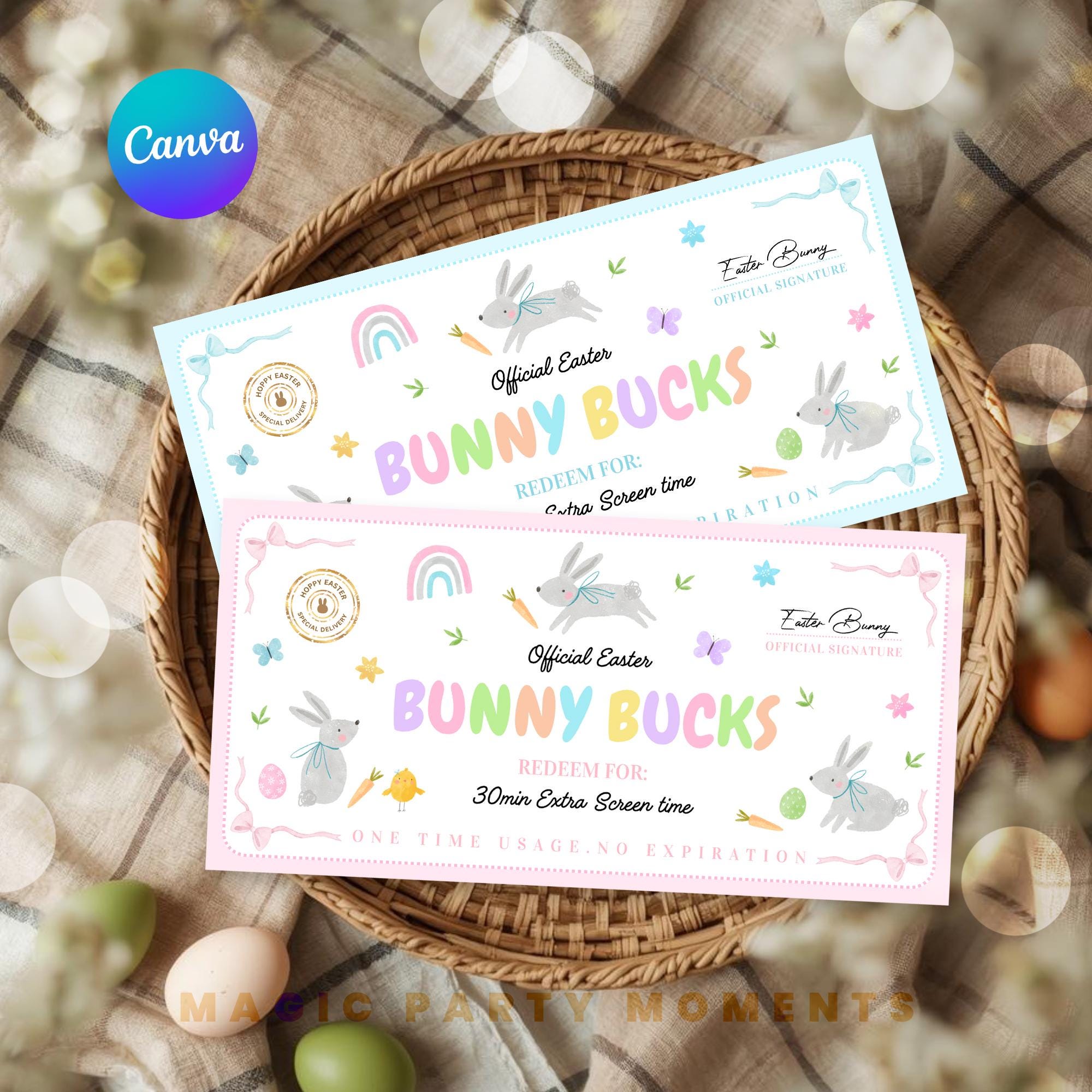 Easter Play Money | Bunny Bucks Printable | Easter Egg Hunt Dollar ...