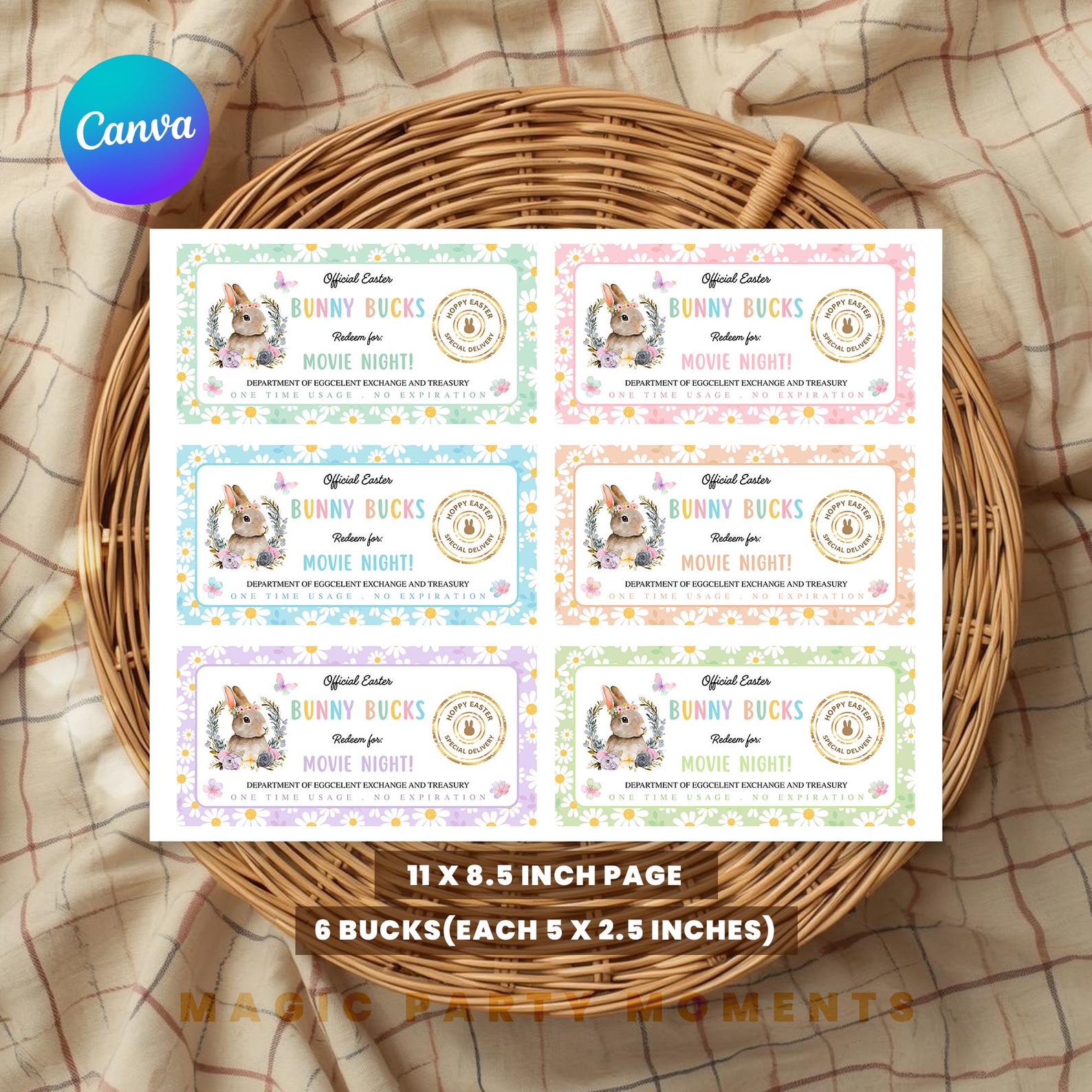Editable Easter Bunny Bucks | Personalized Easter Egg Hunt Coupons ...