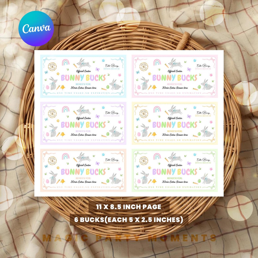 Easter Play Money | Bunny Bucks Printable | Easter Egg Hunt Dollar ...