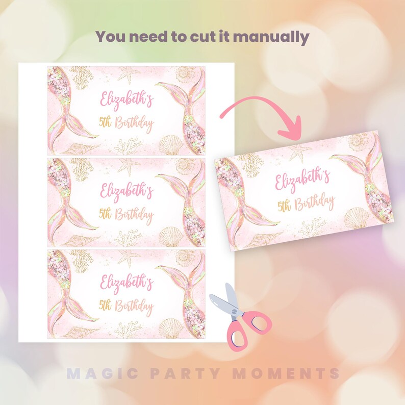 Editable Pink Mermaid Birthday Gable Box Label (digital Download) - Etsy