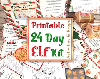 Kit imprimible de elfo (24 días): accesorios, actividades, cartas de llegada, ideas y juegos para elfos navideños. Descarga instantánea.