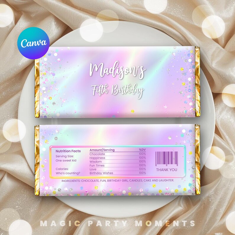 Editable Birthday Chocolate Wrappers | Pink Glitter Neon Party Decor ...