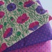 Poppy Opium Pod Set - Hand printed cotton fabric Fat Quarter Bundle