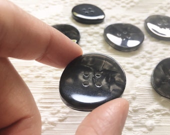 Large Designer Buttons, Asymmetrical Dark Grey, 25 mm & 30 mm x 10 buttons