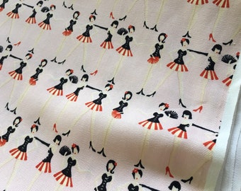 Dancer fabric, Moulin Rouge, Japanese Fabric, Dance Themed, Chorus Line, French Burlesque Dancers - Cotton Fabric, By the Yard - Half Yard