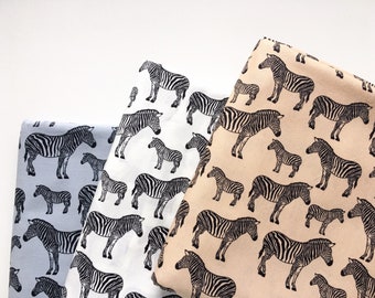 Beige, Grey, White Zebra Fabric, Japanese Fabric, Safari Fabric, 100% Cotton, By The Yard, Half Yard