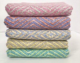 Cotton Lawn Fabric - Geometric Weave - Half Yard - By the yard - Pastel - Pink - Yellow orange blue turquoise Cotton lawn - woven design