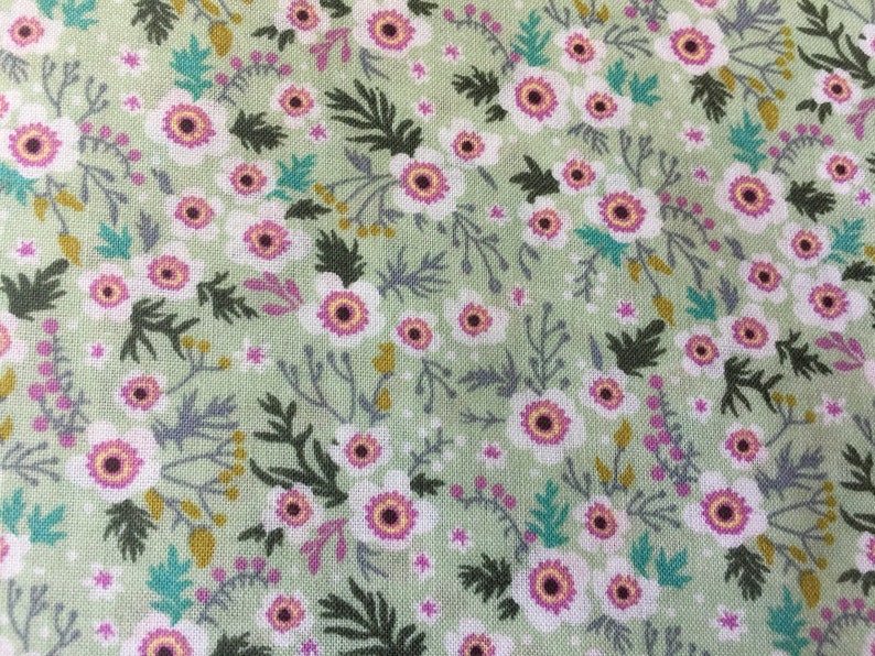 Floral Cotton Lawn Fabric, Pastel Florals, Half Yard, Fabric by the yard, Tiny flowers, Pink, Blue, Grey, Peach image 3