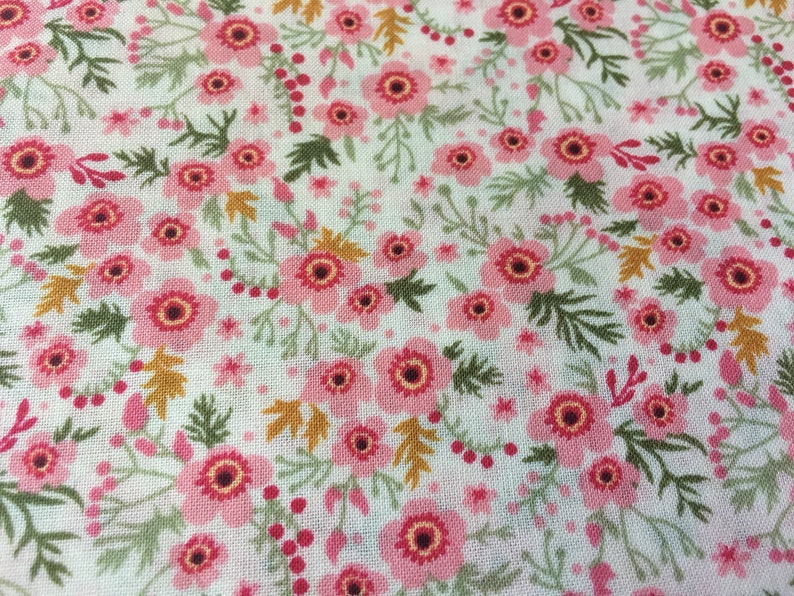 Floral Cotton Lawn Fabric, Pastel Florals, Half Yard, Fabric by the yard, Tiny flowers, Pink, Blue, Grey, Peach image 5