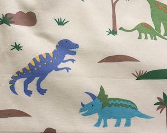 Large Dinosaur Fabric - Midweight Cotton - Japanese Fabric - By the yard - Half Yard