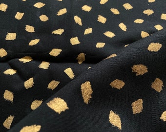 Black & Gold Canvas Fabric, Japanese Fabric, Mid-weight Cotton Canvas, Gold Sparkles Fabric, Abstract Fabric,  Half Yard, By the Yard