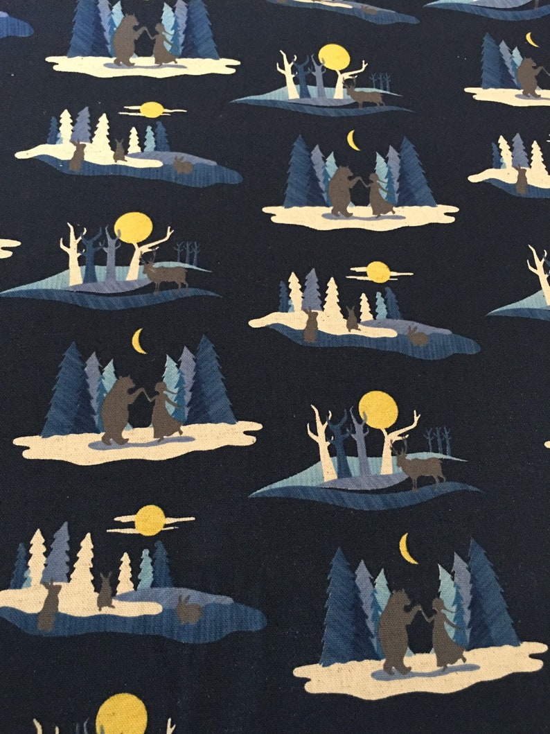Medium Weight Kokka Japanese Canvas Fabric Fat Quarter By the Yard 55 x 45 cm Fairytale Silhouette Story of a Forest