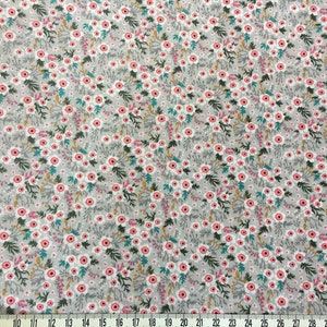 Floral Cotton Lawn Fabric, Pastel Florals, Half Yard, Fabric by the yard, Tiny flowers, Pink, Blue, Grey, Peach image 2