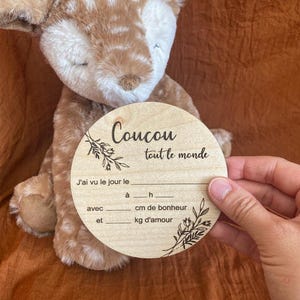 Personalized wooden birth welcome card