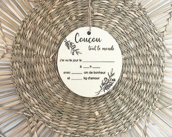 Personalized wooden birth card