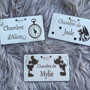 Pancartes personnalisables en bois pour porte de chambre