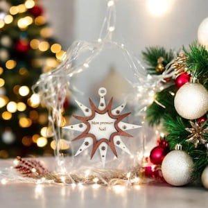 Personalized wooden Christmas ball, Christmas star, Christmas decoration, ideal gift for Christmas parties, baby