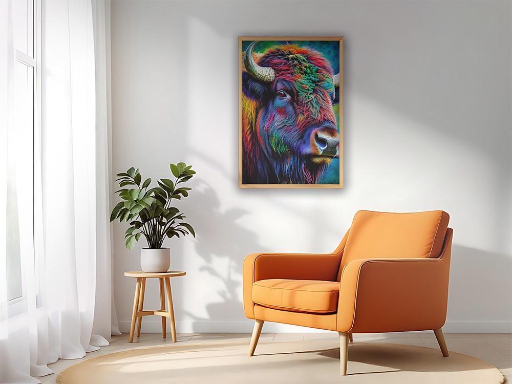 Majestic Bison Wall Art Digital Download - Rustic Western Decor ...