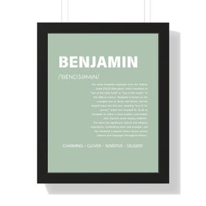 Benjamin Name typografie muurkunst voor babykamer, babykamerdecoratie, gepersonaliseerd familiecadeau, zachte kleuren en stijlvol eigentijds design
