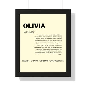 Olivia Name Typography Wall Art: Chic Print Celebrating Etymology & Special Traits, Unique Gift for Olivia Lovers