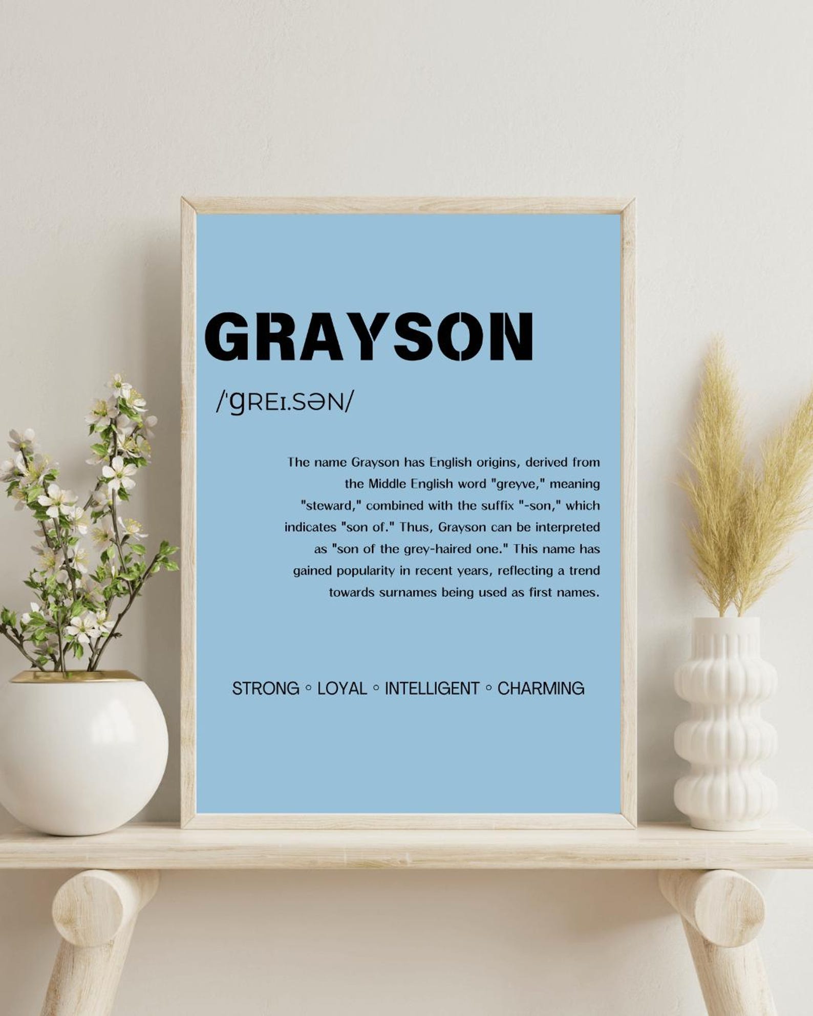 Brayson Grayson Name Typography Deco - A Stylish Home Art Print and Gift for ...